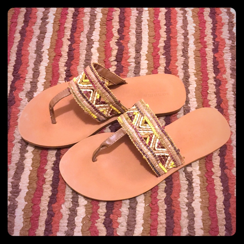 🍀4for20 boho beany patterned flat sandals